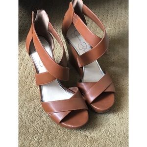 Jessica Simpson Brown Strapy Heels Size: 8.5